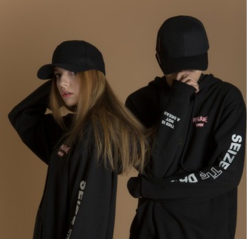 FINDSENSE X 韓國字母簡約純色印花字母棒球帽長尾彎檐帽子