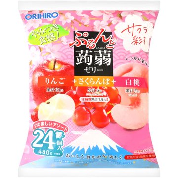 ORIHIRO 蒟蒻果凍-蘋果&櫻桃&白桃 480g