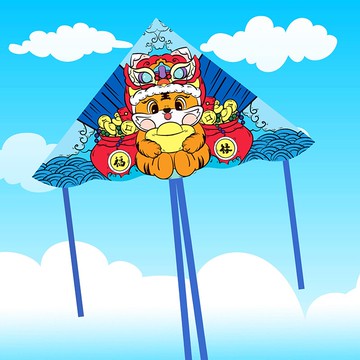 2022年新款兒童卡通老虎風箏濰坊網紅小孩大人專用微風易飛初學者