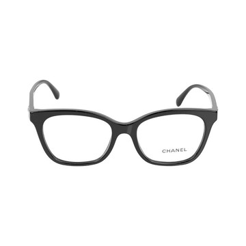 CHANEL 愛心金字Logo 長方框眼鏡(黑色) 52mm