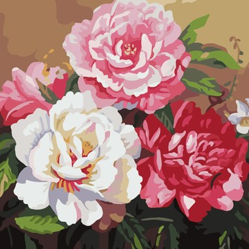 atelier DIY數字油畫套組 - 招福牡丹花 40 x 50 cm  四朵牡丹花  1幅