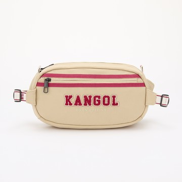 【KANGOL】撞色織帶胸肩包 米白-6355178001