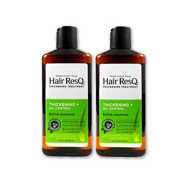 (2瓶超值組)美國Petal Fresh沛特斯-Hair ResQ救髮B咖啡因植萃修護洗髮精355ml/瓶-油性清爽(綠)(無矽靈豐盈滋潤去味潔髮露)