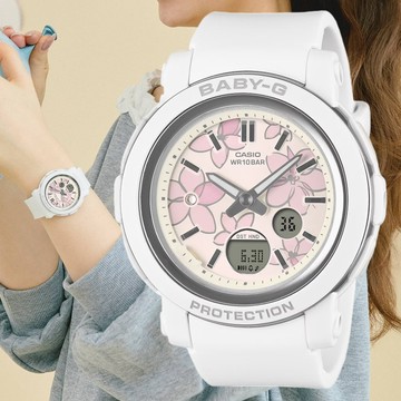 CASIO卡西歐 BABY-G 優雅花卉 雙顯腕錶 BGA-290FL-7A