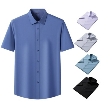 現貨+預購 男短袖襯衫高級商務襯衫白襯衫西裝外套男上衣-莫代爾彈力抗皺工裝男裝19色74lb3【獨家進口】【米蘭精品】