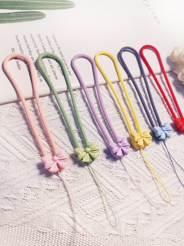 手機掛繩短款手腕繩液態硅膠掛件帶子結實耐用創意網紅蝴蝶結掛飾蘋果華為手機殼掛鏈女款學生防丟吊繩