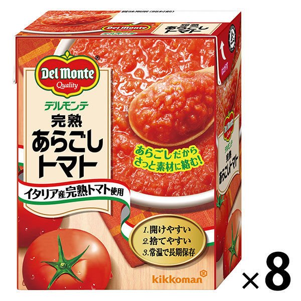 キッコーマン食品デルモンテ　完熟あらごしトマト（紙パック）388g　南欧産完熟トマト使用　1セット（8個）　素材缶詰（トマト）　キッコーマン