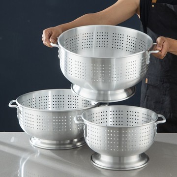 特厚鋁篩鋁漏盆過濾篩鋁制瀝水籃家用廚房多用水果籃洗菜筐大鋁盆 LPS41 工廠現貨 快速出貨