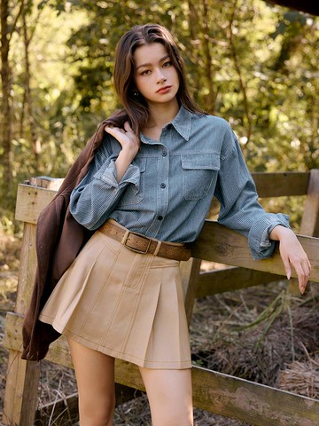 純棉牛仔排釦休閒襯衫外套