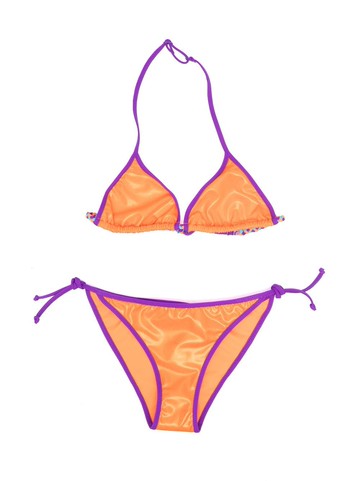 MC2 Saint Barth Kids - shine-effect triangle bikini - kids - Polyamide/Elastane - 14 yrs - Orange