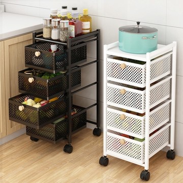 AOTTO-工業風碳鋼四層抽屜式收納推車(置物架 推車 置物櫃 收納櫃)