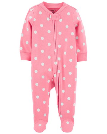 Baby Polka Dot 2-Way Zip Cotton Sleep & Play