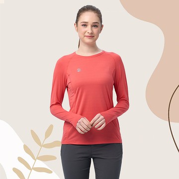 【Wildland 荒野】彈性銀纖維抗菌長袖上衣 女 0B11603-15 珊瑚紅