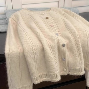 小香風浣熊絨針織開衫女春季春秋慵懶風軟糯短款上衣毛衣外套外穿鑫弘-素時衣櫥