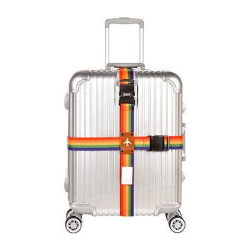 城市漫遊 十字束帶2合1 彩虹色 行李箱固定帶 密碼鎖束帶  縱向230 x 橫向200 x 帶寬5cm