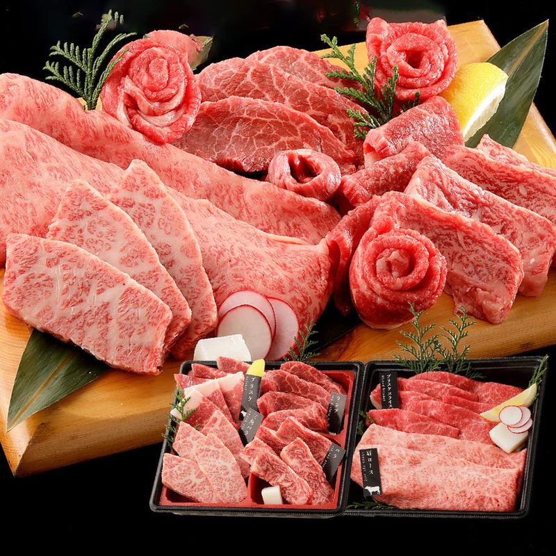 お中元 黒毛和牛 国産牛 6種 2段重 焼肉セット 445g ご自宅用 高級 国産牛 A4 A5 等級 焼肉 牛肉 おせち 人気メニュー お