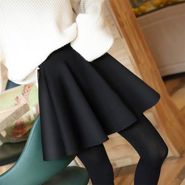 大碼短裙女士黑色高腰顯瘦蓬蓬裙胖m百褶大擺傘裙子秋冬a字半身裙