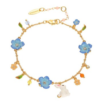 【巴黎精品】現貨+預購 手鍊琺瑯手鏈-兔子藍花樹葉流蘇女飾品a1gf4