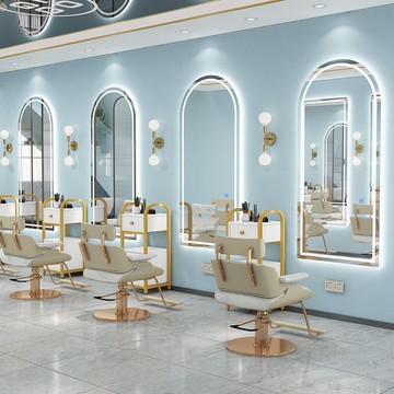 免運附發票  理發店鏡臺美發店鏡子發廊專用LED帶燈網紅壁掛式簡約歐式剪發鏡