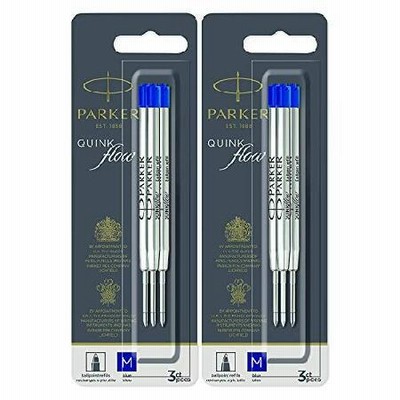 Parker QuinkFlow Ballpen Medium Point Blue Ink Refill Pack of 6-Refills(1782470) by Parker