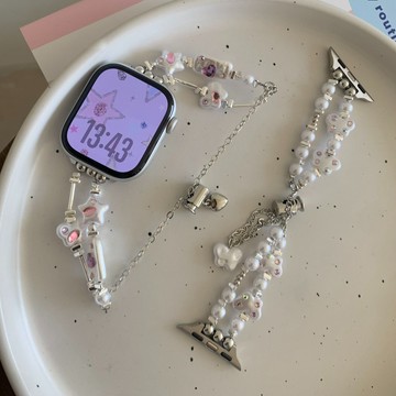 巴洛克珍珠鑽錶鏈 適用於Apple watch10 錶帶 iwatch錶帶 全系列通用錶帶 當季錶帶