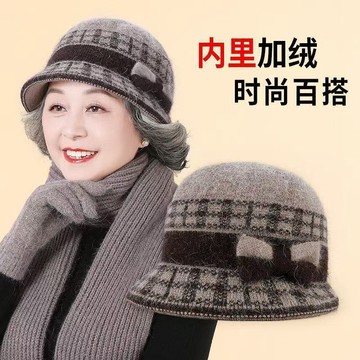 ⚡️臺灣出貨⚡️中老年人帽子女冬天保暖毛線帽秋冬老太太防寒帽內里加絨加厚棉帽