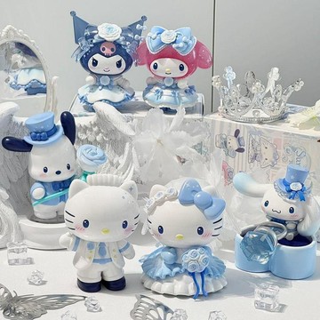 新品三麗鷗浪漫 婚禮系列 盲盒 kt貓 庫洛米 潮玩公仔玩偶 擺件 儿童礼物
