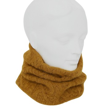 金色麻花粗針織紐西蘭貂毛羊毛圍脖/保暖頭帶 保暖頸圍輕巧保暖環狀圍巾圍脖男用女用