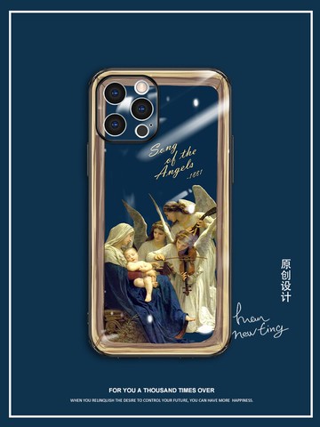 可比拉原創iphone12Promax蘋果手機殼POR攝像頭全包玻璃ip十二mini復古油畫小眾男女新款5G中世紀保護套鏡頭