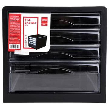 得力Deli文件資料櫃/E9774/黑/4抽/275x340x260mm