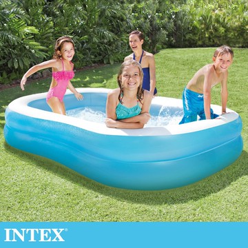 【INTEX】藍色長型游泳池/泳池/戲水池/充氣泳池 203x152x48cm(540L)適用3歲+ (57180NP)