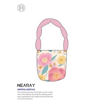尼睿x游三月 2025新款水桶包花花手提包清新文藝單肩帆布包女禮物