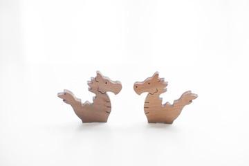 客製化姓名禮物原木造型木片 - 快樂小龍/小花鼠