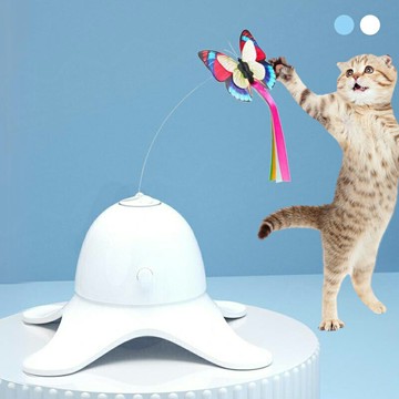 蝶喋不休自動逗貓器 模擬真實蝴蝶飛行 可替換 逗貓棒【ZI0419】《約翰家庭百貨