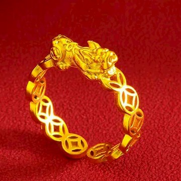 隔日到貨 財運亨通 錢幣元寶貔貅 避漏財 戒指 招財轉運 可調式戒圍 男左女右 A425