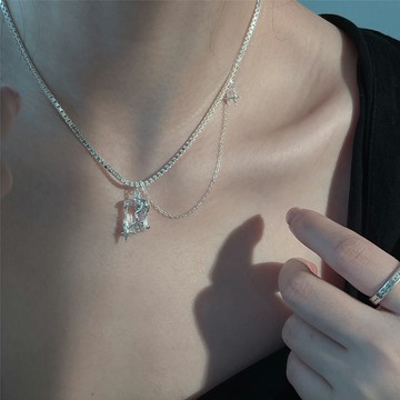 小寶s925純銀原創印象星空星芒項鏈女2022年新款輕奢小眾設計感潮