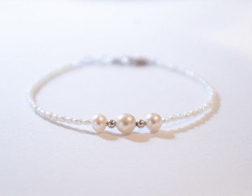 925 SILVER天然米仔珍珠不對稱獨特手鏈-MOOD TODAY 系列