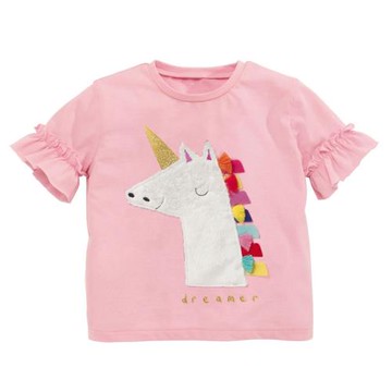 女童小馬上衣夏裝獨角獸寶寶純棉短袖T恤公主洋氣半袖粉色打底衫