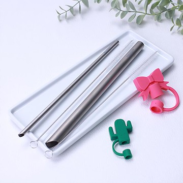 【童趣豪華組】鑽石鈍角純鈦吸管 童趣豪華組