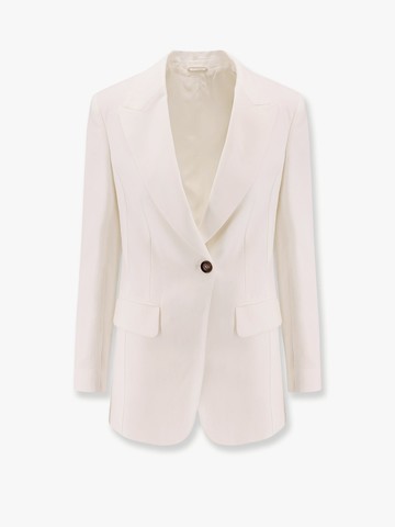 Viscose and linen blazer with silk blend lining - BRUNELLO CUCINELLI - gender_Woman
