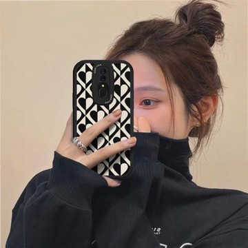 適用OPPOA9手機殼黑白愛心OPPOK12新款ins風K11/K10/K9全包A5/A7保護套A11S女日韓高級感K7軟硅膠X防摔PRO