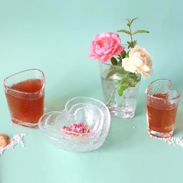 北歐ins少女心形玻璃杯錘目紋可愛軟妹愛心沙拉碗網紅燕窩甜品杯