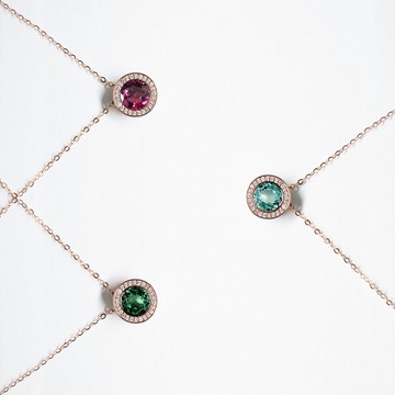 純18K金钻石碧玺項鍊 天然寶石項鍊 客製化設計訂製 P045