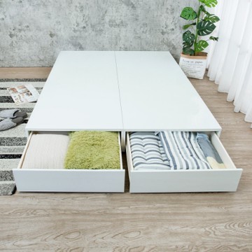 Birdie南亞塑鋼-5尺雙人後二抽屜收納塑鋼床底(不含床頭片及床墊)(白色)