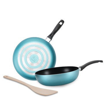 CookPower 金鑽不沾鍋雙鍋三件組28CM-銀河藍(28炒+28煎+鏟)