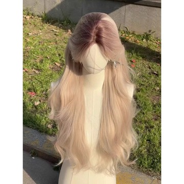 髮飾館🥇陞級髮根染-哥特風假髮中分小額蕾絲劉海捲髮女lolita修臉全頭套自然 逼真 造型裝扮 修飾臉型 新款 增加髮量