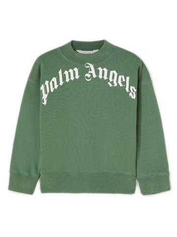 Palm Angels Kids - logo-print cotton sweatshirt - kids - Cotton - 12 yrs - Green