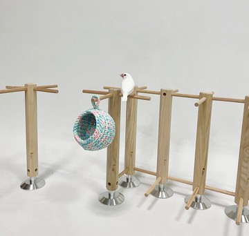 八角柱鳥踏台 鋁底盤 高度較木底盤高 鳥跳台 鳥玩具