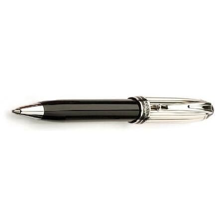 Aurora Ipsilon Silver Sterling Silver Cap w  Black Barrel Ballpoint Pen AU-B34CN