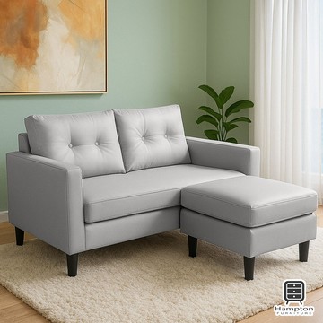 【Hampton 漢汀堡】安得烈皮面雙人轉角L型沙發-石墨灰